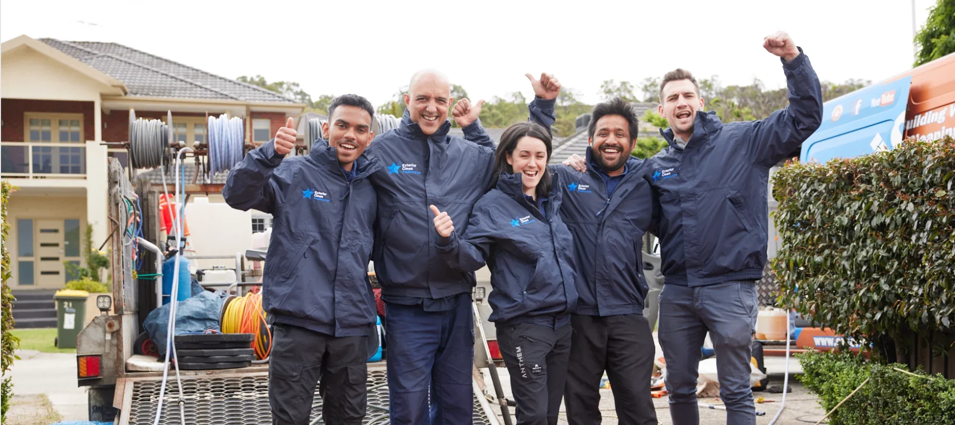 The Exterior Clean Melbourne team celebrating on site